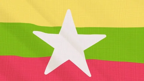 Myanmar flag waving in the wind. Icon in the frame. Animation loop Stock Footage 83801810