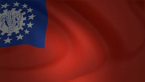 Myanmar flag waving in the wind in slow motion collection Stock Footage 91280482
