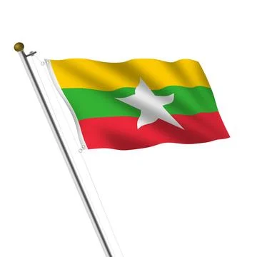 Myanmar flagpole with clipping path Stock Illustration
