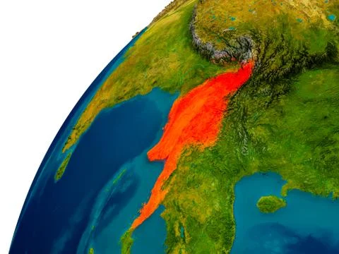 Myanmar on globe Stock Illustration