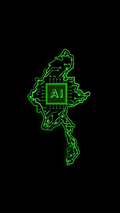 Myanmar Map AI Chipset Technology Opener 스톡 동영상 337172225