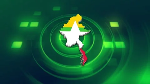 Myanmar Map and Flag Background Stock Footage 344029158