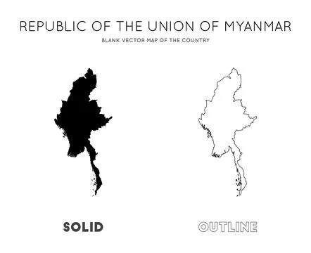 Myanmar map. Blank vector map of the Country. Borders of Myanmar for your i.. イラスト素材