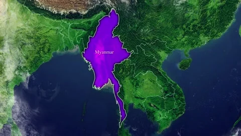 MYANMAR Map With Borders Stock Footage 318677037