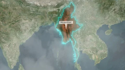 Myanmar Map - Clouds Effect Video stock 266879053