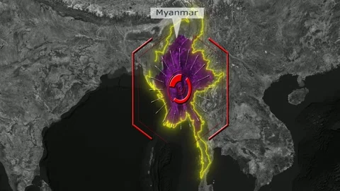Myanmar Map - Cyber Attack Stock Footage 268531195