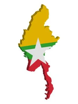Myanmar map flag 3D vector illustration Eps 10 イラスト素材