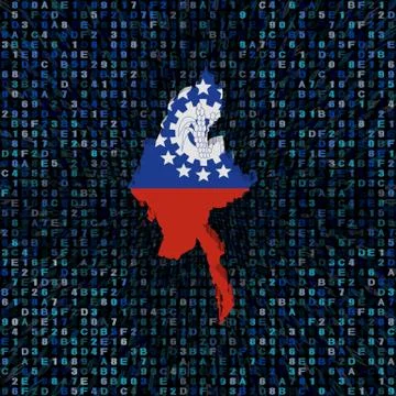 Myanmar map flag on hex code illustration Stock Illustration