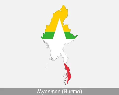 Myanmar Map Flag Stock Illustration