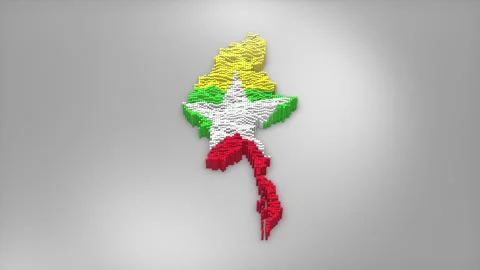 Myanmar Map with Flag Intro Background Stock Footage 315163914