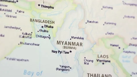 Myanmar on a Map Stock Footage 99708182