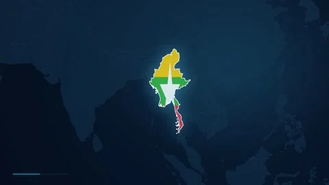 Myanmar Map Graphic Highlighting The City Of Taunggyi Stock Footage 343981582