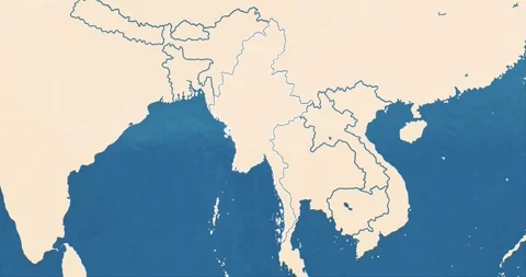 A myanmar map with most important cities and frontier lines 스톡 동영상 337429863