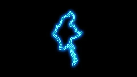 Myanmar Map Outline Neon Lights Video stock 332850140