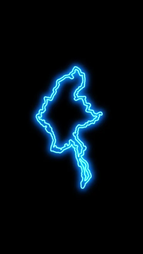 Myanmar Map Outline Neon Lights Stock Footage 333056955