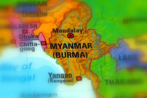 Myanmar on a map Stock Photos