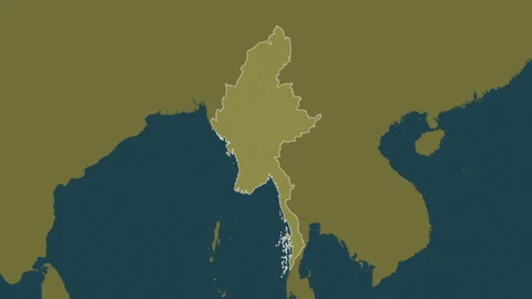 Myanmar map - solid. Border. Pattern. Labels Stock Footage 273330493