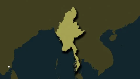 Myanmar map - solid. Shadow. Pattern. Labels Stock Footage 322690163
