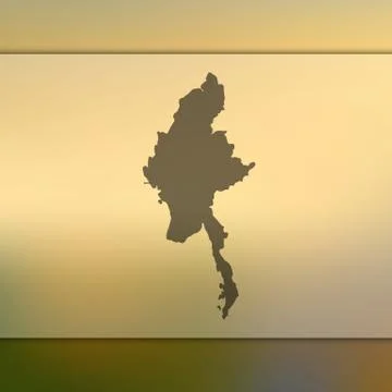 Myanmar map. Vector silhouette of Myanmar. Blurred background Stock Illustration