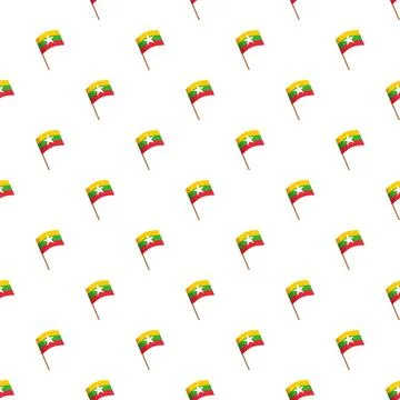Myanmar national flag repeating pattern on white background 스톡 일러스트
