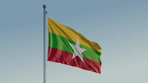 Myanmar Naypyidaw Flag seamless loop Cinematic Realistic Waving Blue Sky Stock Footage 311779871
