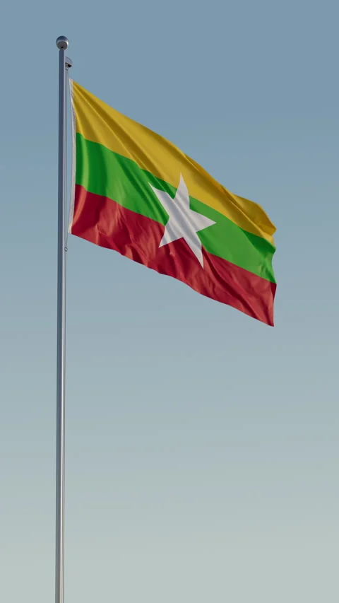 Myanmar Naypyidaw Flag Seamless Loop Cinematic Realistic Waving Blue Sky 스톡 동영상 320941709