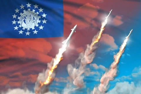 Myanmar nuclear missile launch Stock Illustration