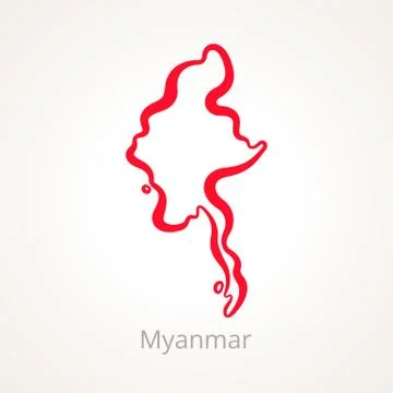 Myanmar - Outline Map Illustrazione stock