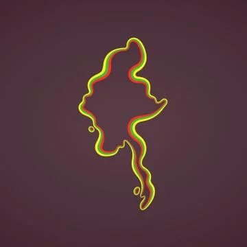 Myanmar - Outline Map Stock Illustration