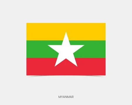 Myanmar Rectangle flag icon with shadow. Illustrazione stock