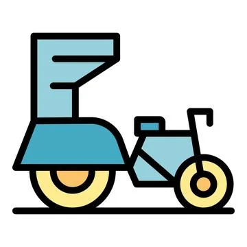 Myanmar trishaw icon vector flat Stock Illustration
