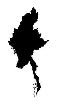 Myanmar vector map silhouette isolated on white background Stock Illustration