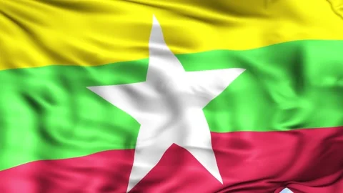 Myanmar Waving Flag Background 스톡 동영상 204135381