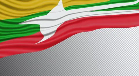 Myanmar Wavy Flag clipping path Stock Illustration
