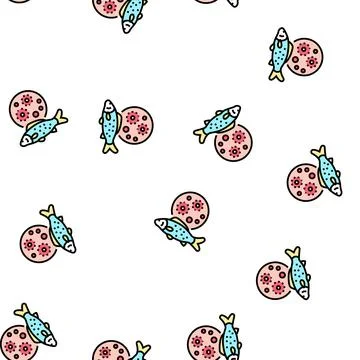 Mycobacterium marinum fish vector seamless pattern Stock Illustration
