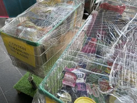 MyKasih Program Example Carts Outside Econsave Supermarket Stock Photos