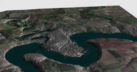 Mykolaiv map rotate 360 loop ccw with 3d relief 4K satellite ground height Stock Footage 217538916