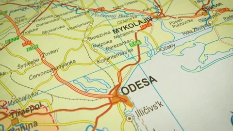 Mykolayiv to odesa road network map, ukraine Stock Footage 343820153