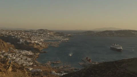 Mykonos bay at sunset Stock Footage 321773317