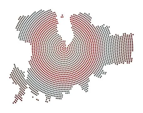 Mykonos dotted map. Digital style shape of Mykonos. Tech icon of the island.. Stock Illustration