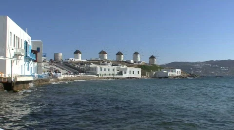 Mykonos windmills Video stock 689795