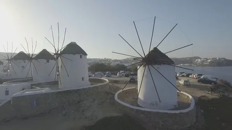 Mykonos windmills Stock Footage