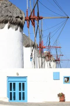 Mykonos Windmills Stock Photos