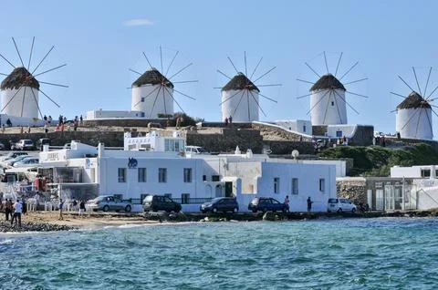 Mykonos Windmills Stock Photos