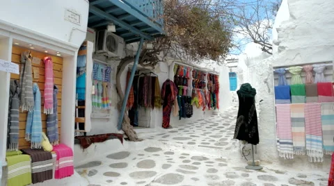 Mykons Street Scene Stock Footage 58928699