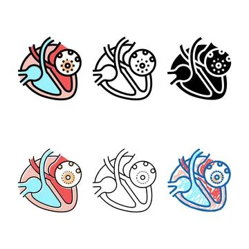 Myocarditis disease color icon concepts vector 스톡 일러스트
