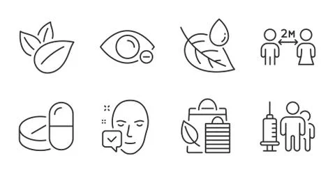 Myopia, Face accepted and Bio shopping icons set. Social distancing, Medical Stock Illustration