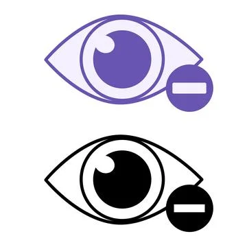 Myopia Icons. Vector Illustrations. Vision Defect, Nearsightedness. Person .. Stock Illustration