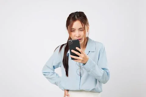 Myopia vision decline. Myopia causes eye problem in Asian woman who looks c.. Stock Photos