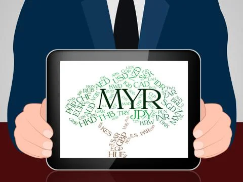 Myr Currency Represents Malaysian Ringgit And Exchange Stock-Illustration